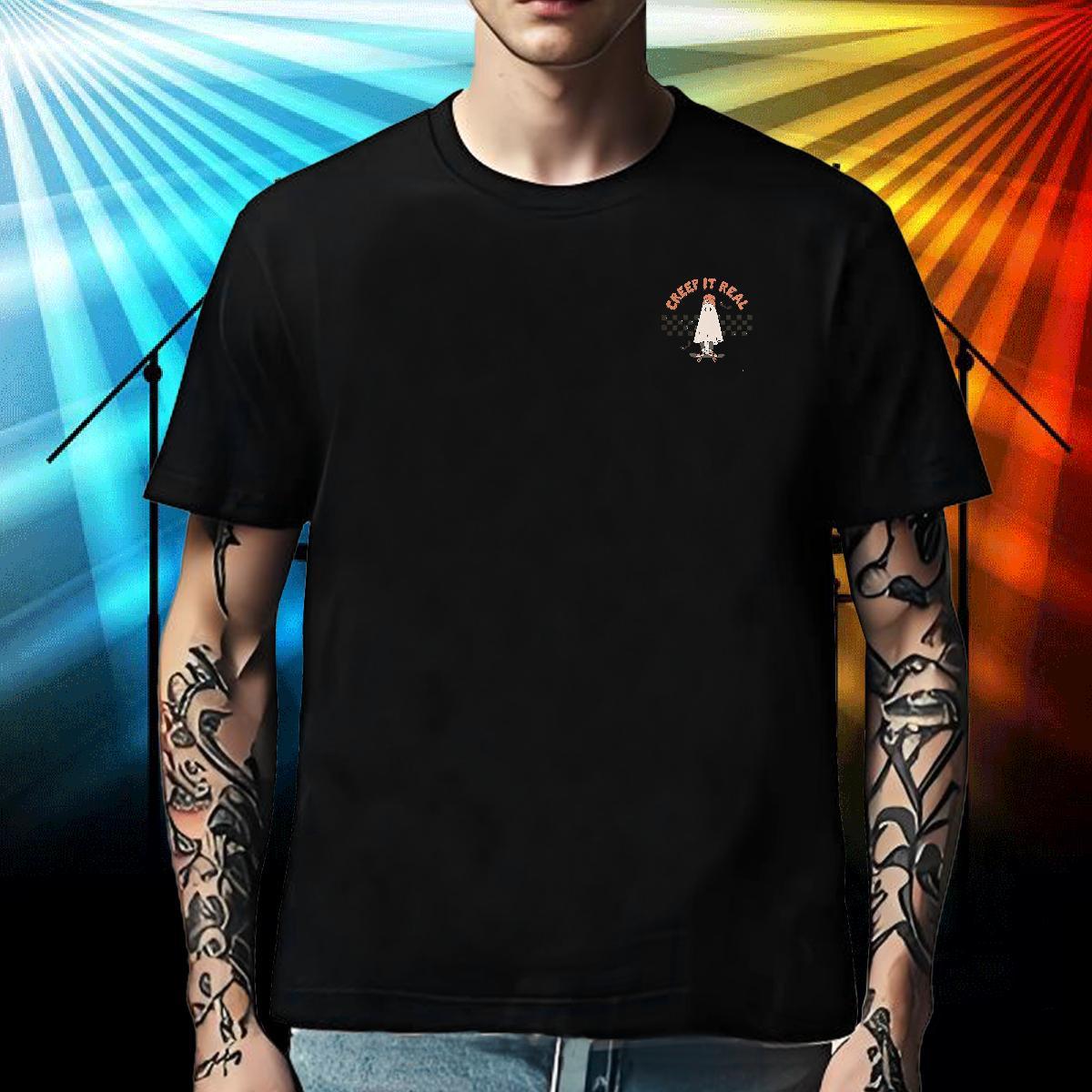 Classic Men Tees halloween Sports Casual 230g Pure Cotton Tshirts O-Neck Short Sleeve Wholesale T shirt Floral Print