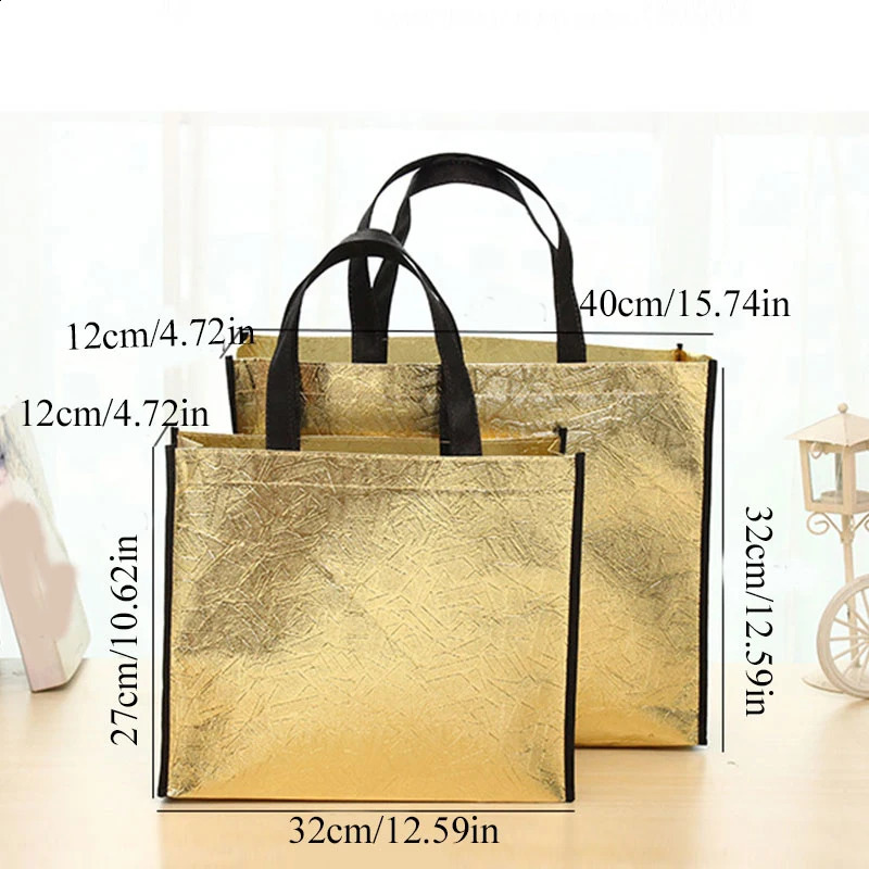 1 PC Fashion Laser Shopping Bag Foldable Eco Reusable Tote Waterproof Nonwoven Fabric No Zipper y250121