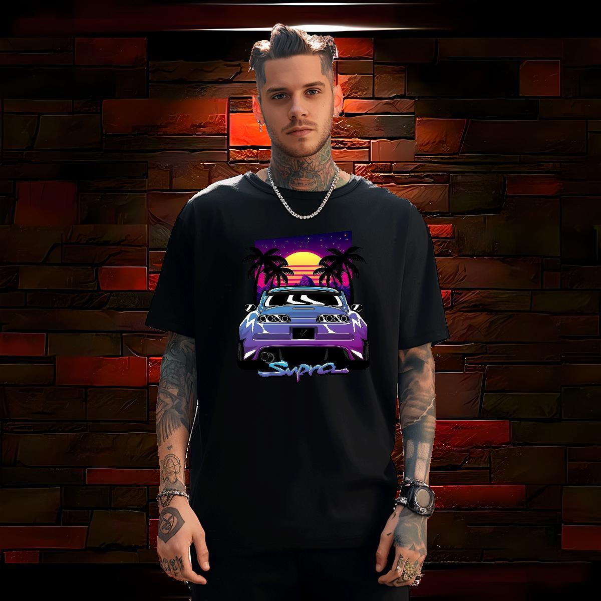 Brand car 230g Cotton Men Tops Tees Casual Daily Wear Crew Neck Breathable T Shirts Men Wholesale Skull Top Tees