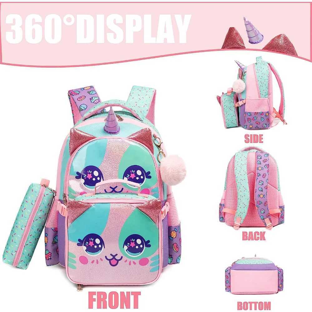 BIKAB 3pcs Kids Backpacks for Girls School Bag with Lunch Box School Backpack for Girls Set Cute Bookbag for Kindergarten Y240820
