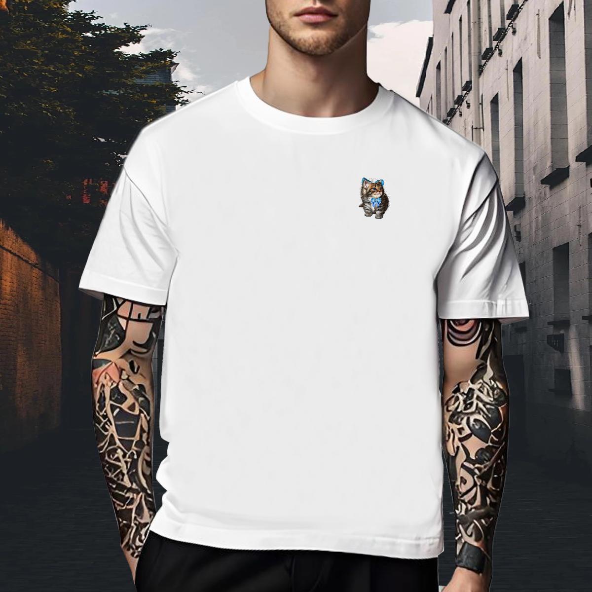 Classic Men Tops Tees Street Wear 230g 100% Cotton Custom Big Size Short Sleeve O-Neck cat T-Shirts New Designer Clothes