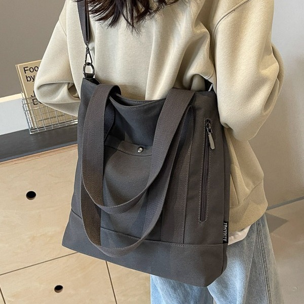 ISN design multi pocket commuting thick canvas student leisure tote bag, tutoring bag