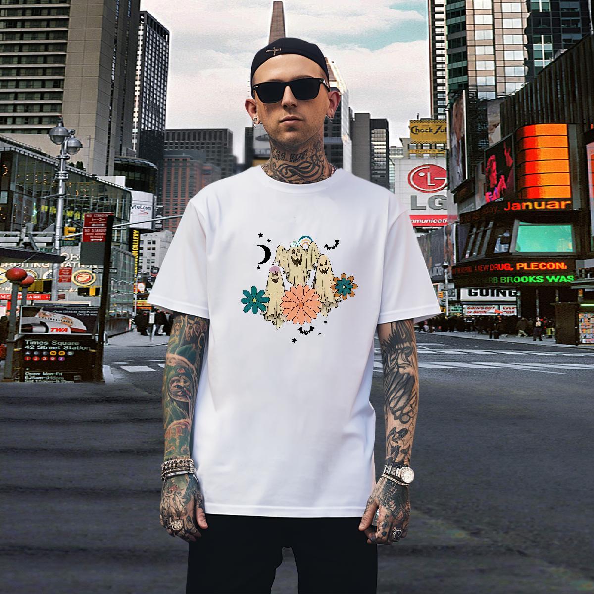 T-Shirts for Men 100% Cotton 230g demon Daily Wear Breathable Short Sleeve Anime Print Men Clothes T-Shirt Fashion Designer Cool Tops Tees