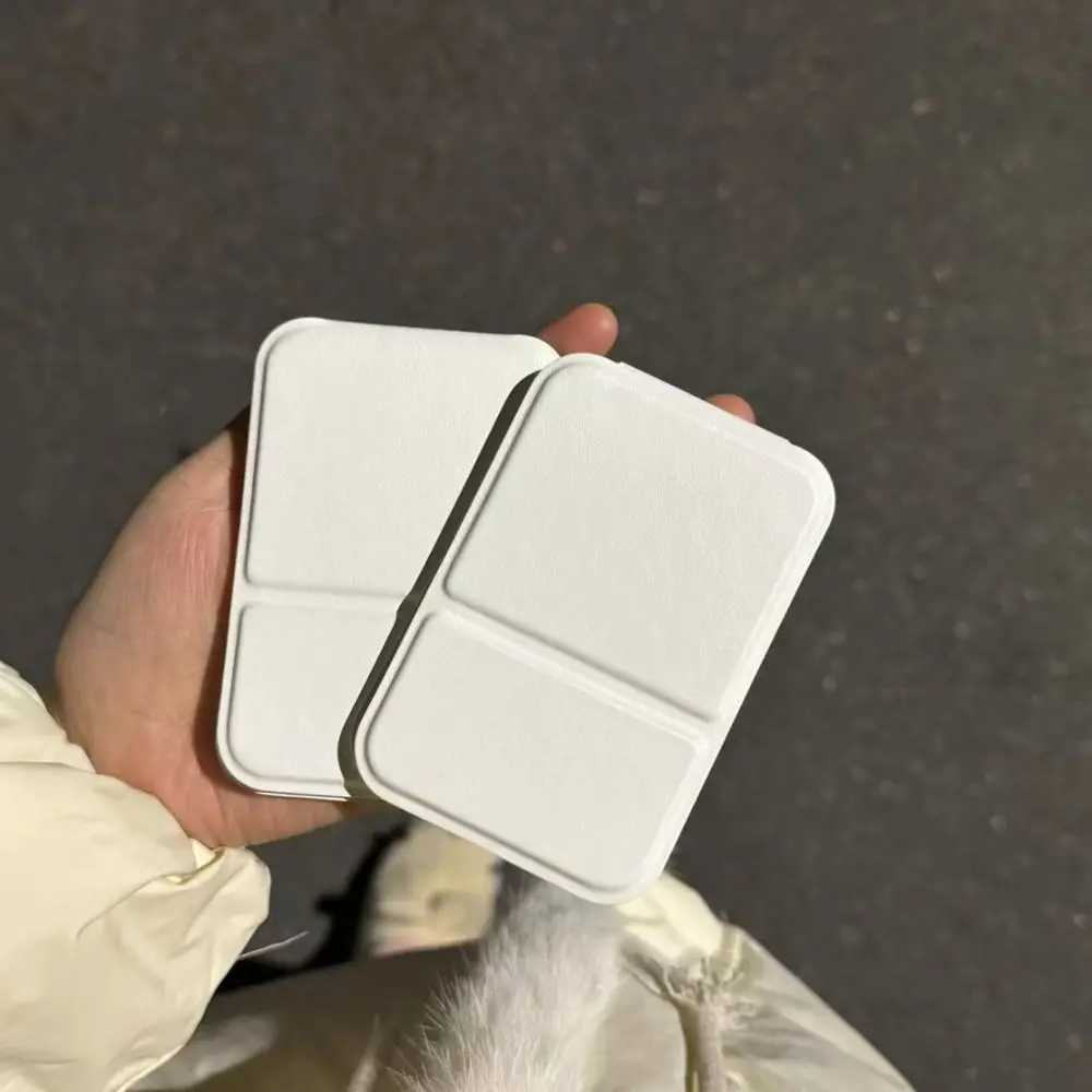 Desktop Makeup Mirror Solid Color PU Leather Simple Portable Handheld Makeup Mirror Foldable Student Compact Cute Pocket Mirror Y240819