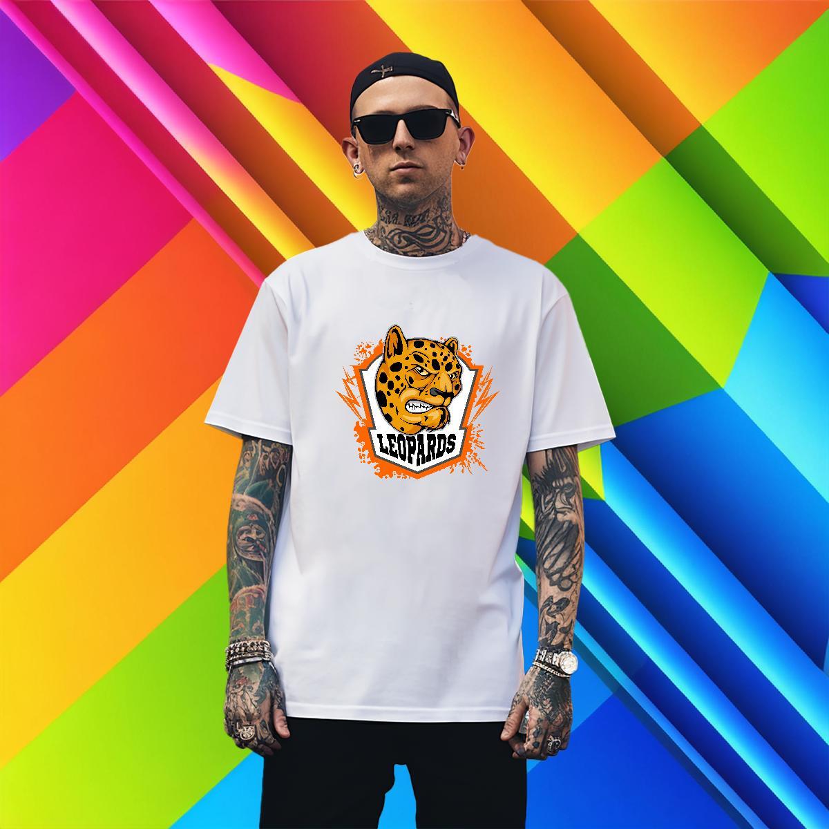 Wholesale T Shirts Men leopard Pure Cotton Casual Beach Custom Print Oversized 100% Cotton 230g Mens Tshirts Fashion Casual Polos