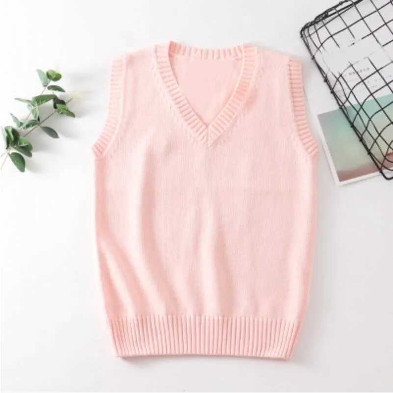Teenager School Girl Uniform Sleeveless Sweaters Women Vest Students Girls V Neck Knitted Pullover Female Waistcoat Ladies TopsXJ240819