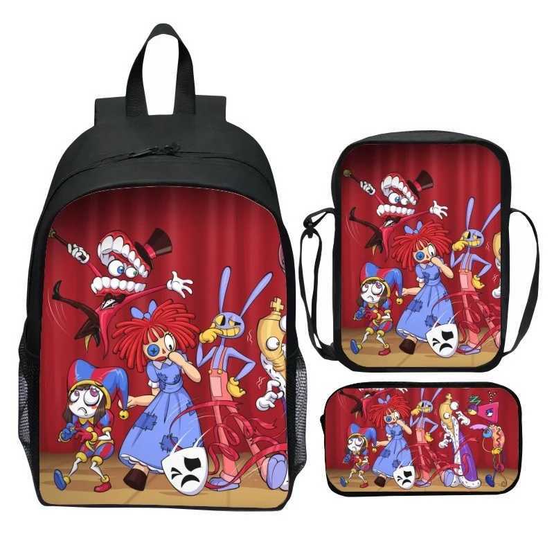 The Amazing Digital Circus Backpack Cartoon Anime Pomni Caine Printed Child Shoulder Bag Large Capacity School Bags For Student Y240820