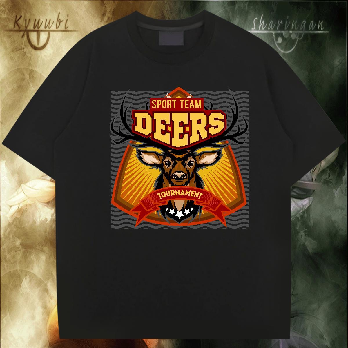 Free Shipping deer T-Shirts for Men Sport Men Tops Tees 230g Cotton New Arrival Breathable Short Sleeve Black White Tee Shirt