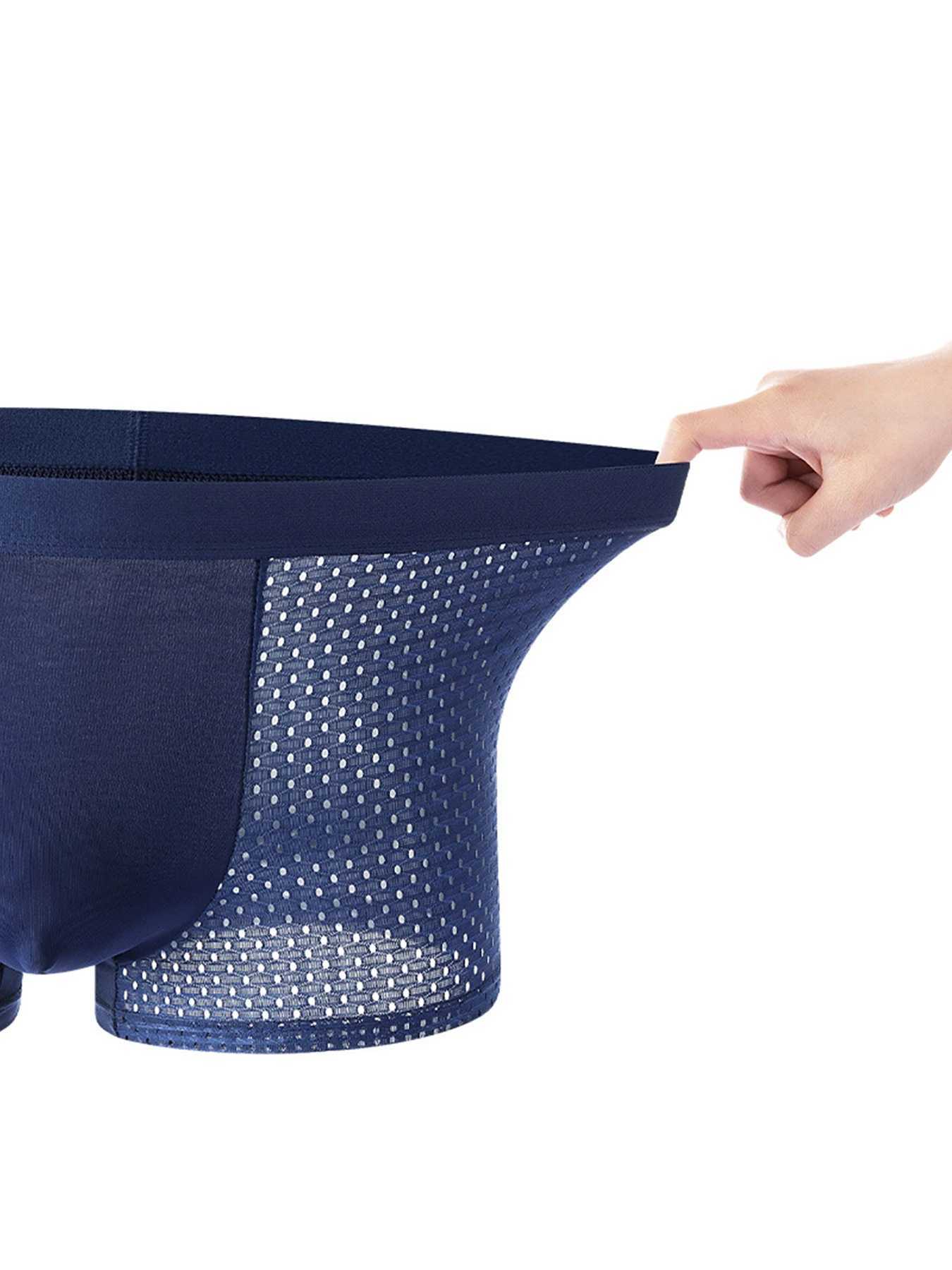 7PCS/Mens Panties Ice Silk Solid Color Sexy Underwear Breathable Mesh Comfortable Stretchy Mens Underpants Boxer Sports ShortsXJ240815