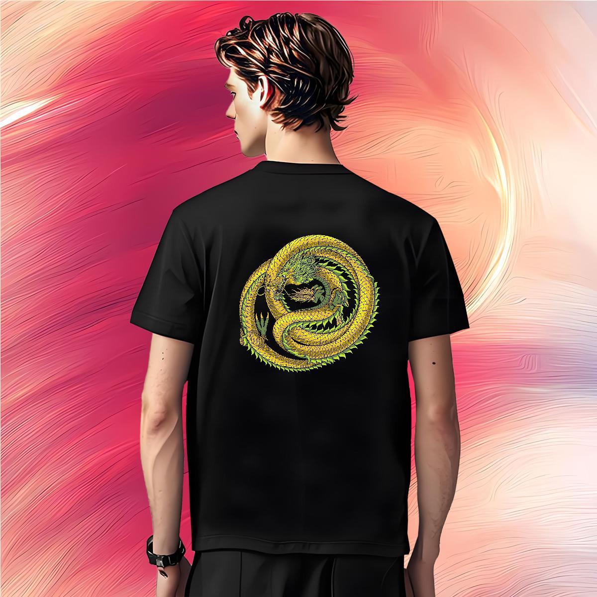 Men T Shirts 230g Pure Cotton dragon Sport O Neck Short Sleeves Custom Print Plus Size Tshirt for Man Woman Brand Loose Fit Tops Tees