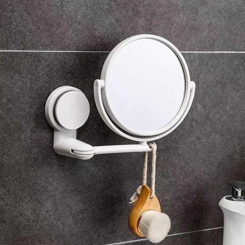 Wall Mirror Folding Arm Extend Bathroom Mirror Without Drill Swivel Bathroom Mirror Suction Arm Double Side Cosmetic Makeup Y240819