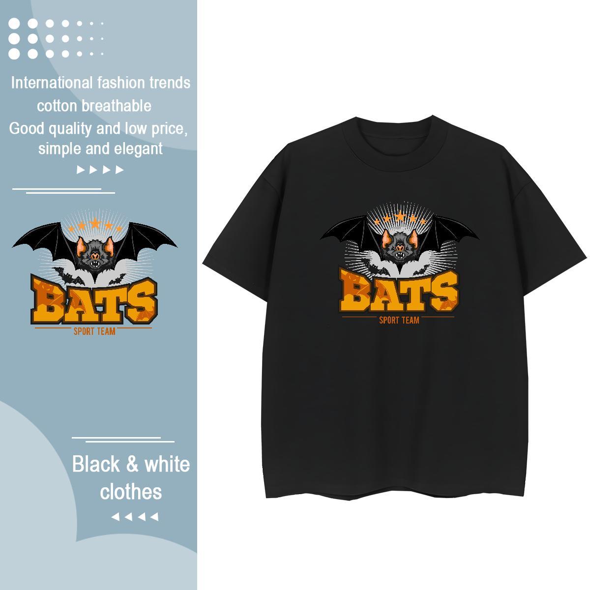 Free Shipping T Shirts Men bat Breathable Short Sleeve Street Cartoon Printing L-4XL 100% Cotton 230g Men Tops Tees 2024 Designer Tops Shirt