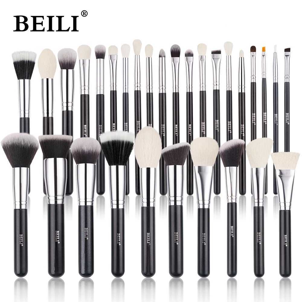 BEILI Black Makeup brushes set Professional Natural goat fiber hair brushes Foundation Powder Contour Eyeshadow make up brushes M240820
