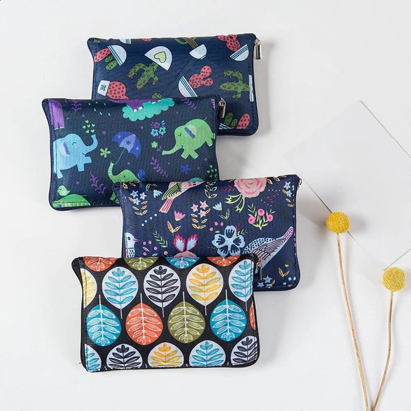 Waterproof Printing Reusable Shopping Bag Tote Bags Fashion Eco Friendly Foldable Zipper Womens Handbags 240819ZYl