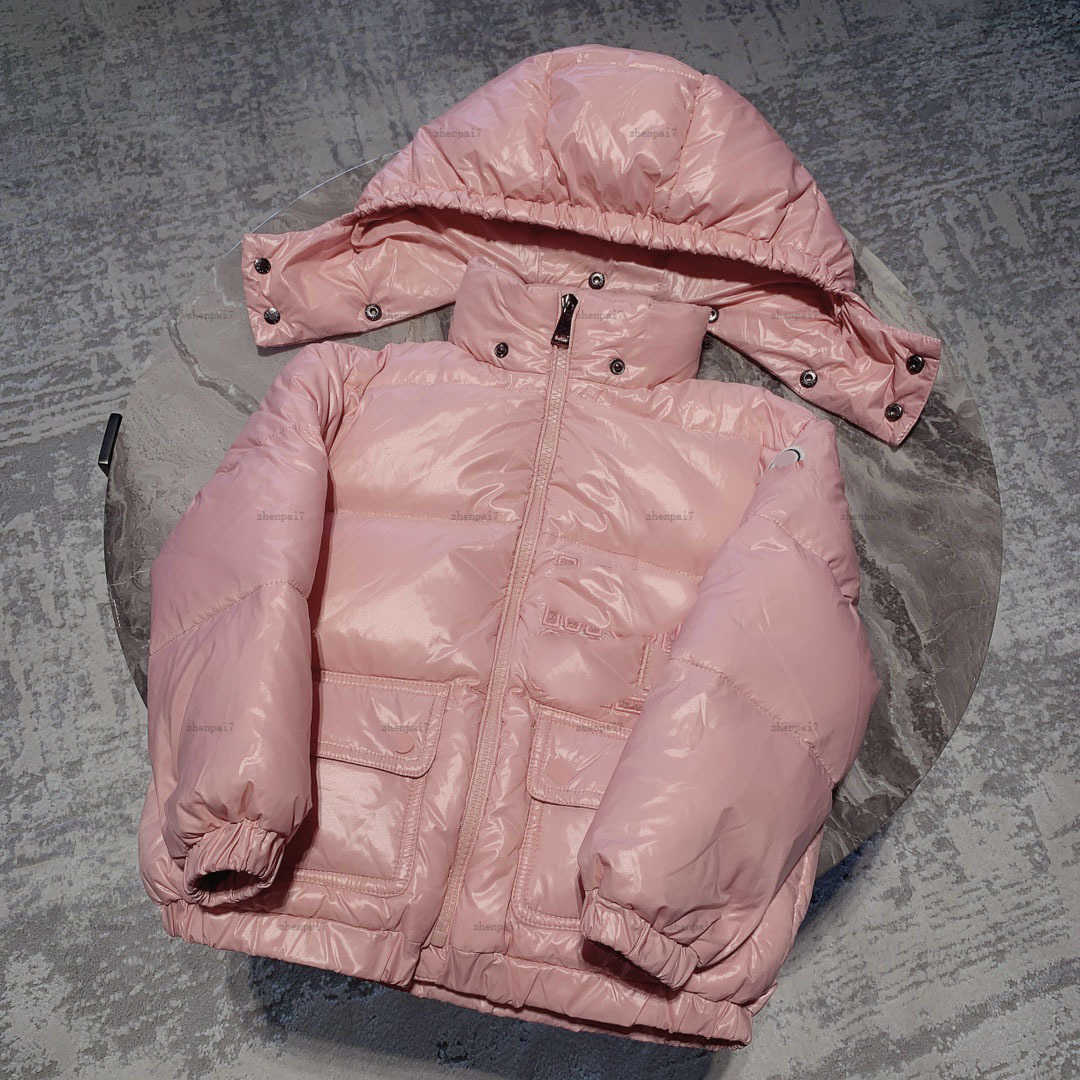 Top Solid color down Hooded Jackets for baby child Winter clothing Size 100-170 CM lovely pink boys and girl overcoat