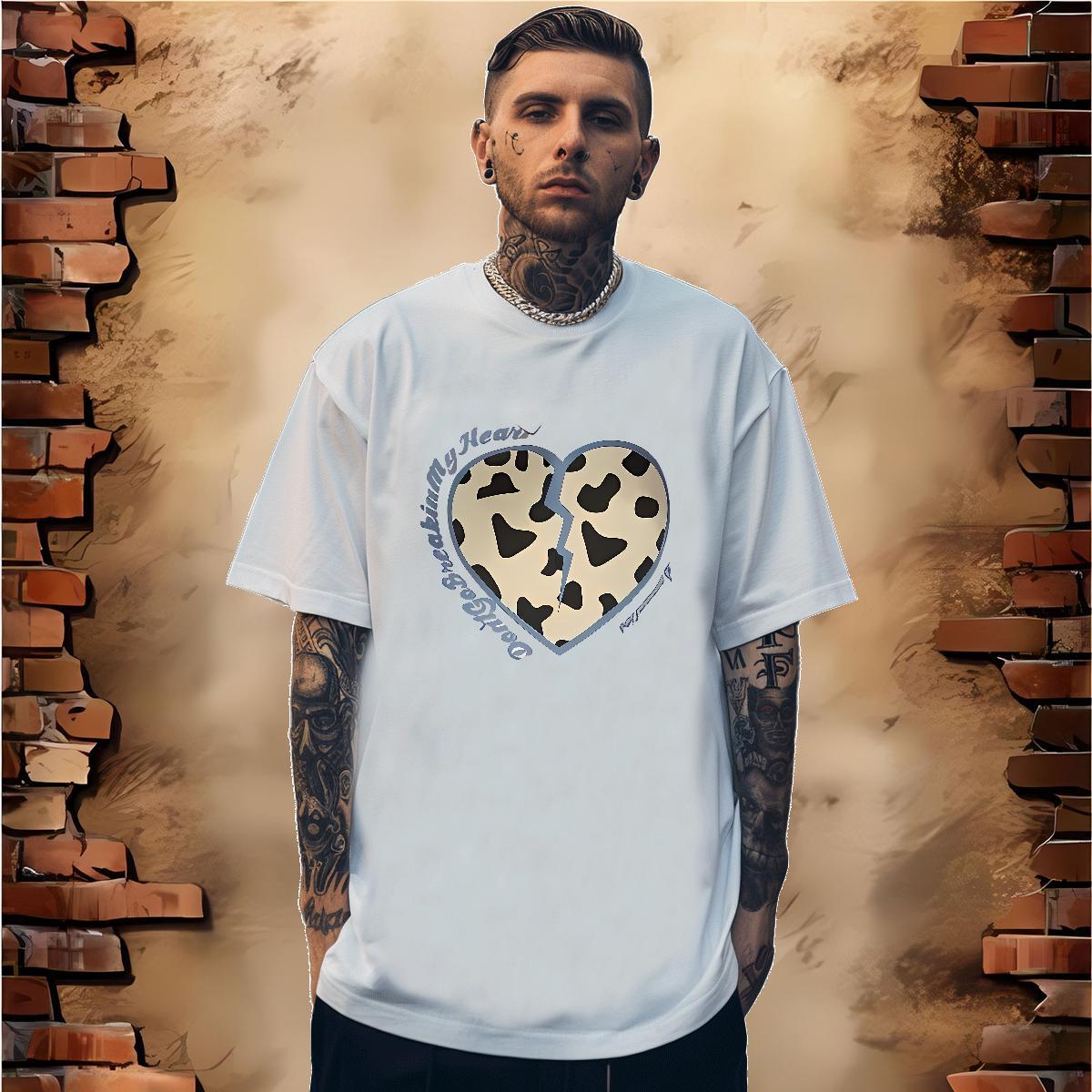 High Quality letter 230g 100% Cotton Mens Tshirts Street Casual Short Sleeve Soft T Shirts Men Customized Custom Printing Tee Shirt