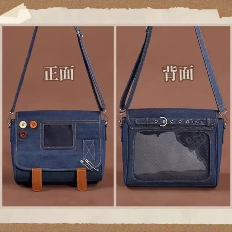 JIAERDI Japanese Denim Messenger Bag Women Harajuku Transparent Ita Bags Handbag Ladies Harajuku Blue Casual Crossbody Bags 240819