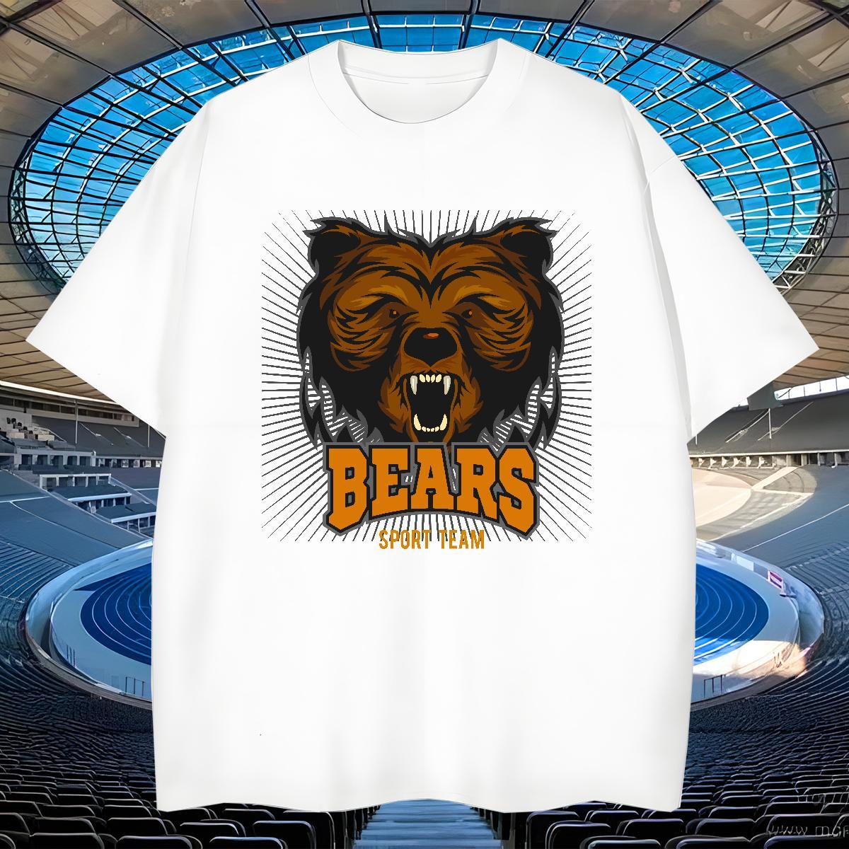 Brand T shirt bear Short Sleeve O-Neck Sports Casual Oversized 230g 100% Cotton Men Clothes T-Shirt New Tops Tees