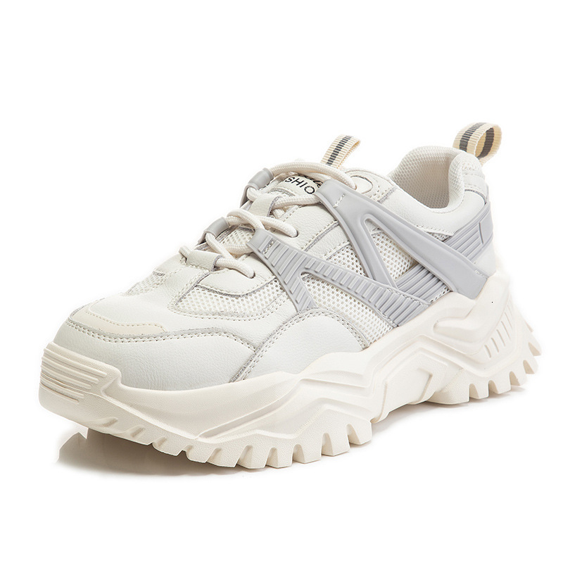 Ddmysports Genuine Leather Dad Autumn New Thick Soled High Rise Running Sports For Women In Shallow Mouth Casual And Versatile S Shoes OUTDOOR