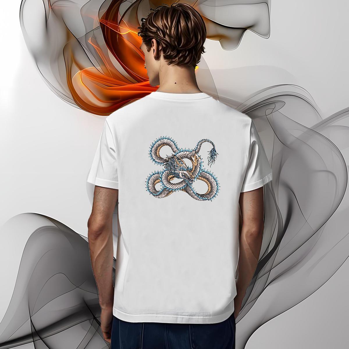 T Shirt For Man 230g Pure Cotton dragon Street wear Hip Hop Breathable Crew Neck Plus Size Custom Men Clothes T-Shirt Brand Cool Design Tops