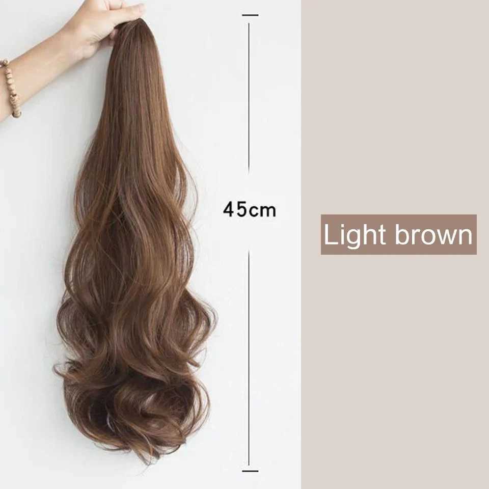 Synthetic Korean ponytail extension fiber optic high gloss claw clip long curly wig suitable for women girls and heat-resistant hair clips W240817