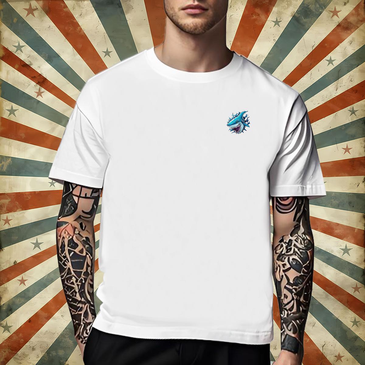 Designer Men Tees Shark Anime Printing Street 100% Cotton 230g Tshirts Crew Neck High Quality Mens T Shirts Custom Big Size
