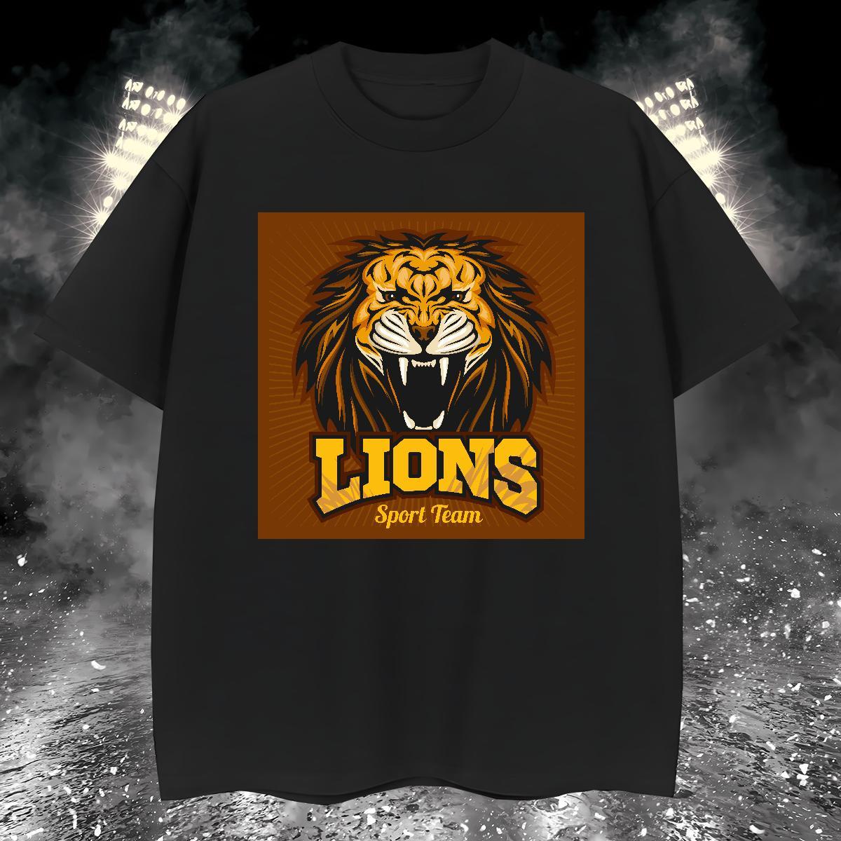 Loose Man T Shirts lion Short Sleeve O-Neck Sports Casual Plus Size Cartoon 230g Cotton Men Clothes T-Shirt DIY Customized Top Tees