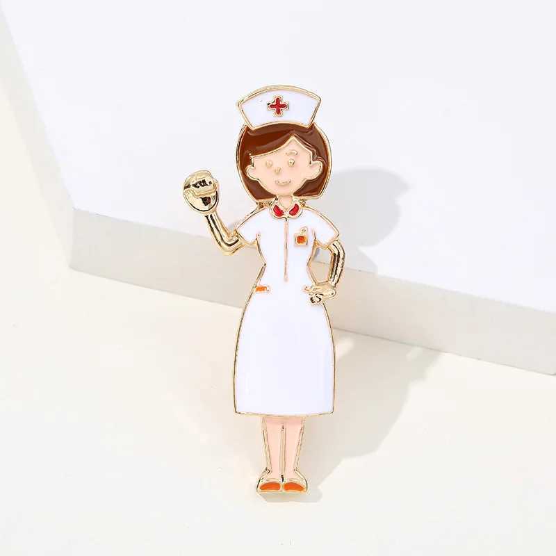 Cute enamel nurse shaped pin womens brooch fashionable jewelry medical doctor nurse student gift lapel brooch badge gift W240815