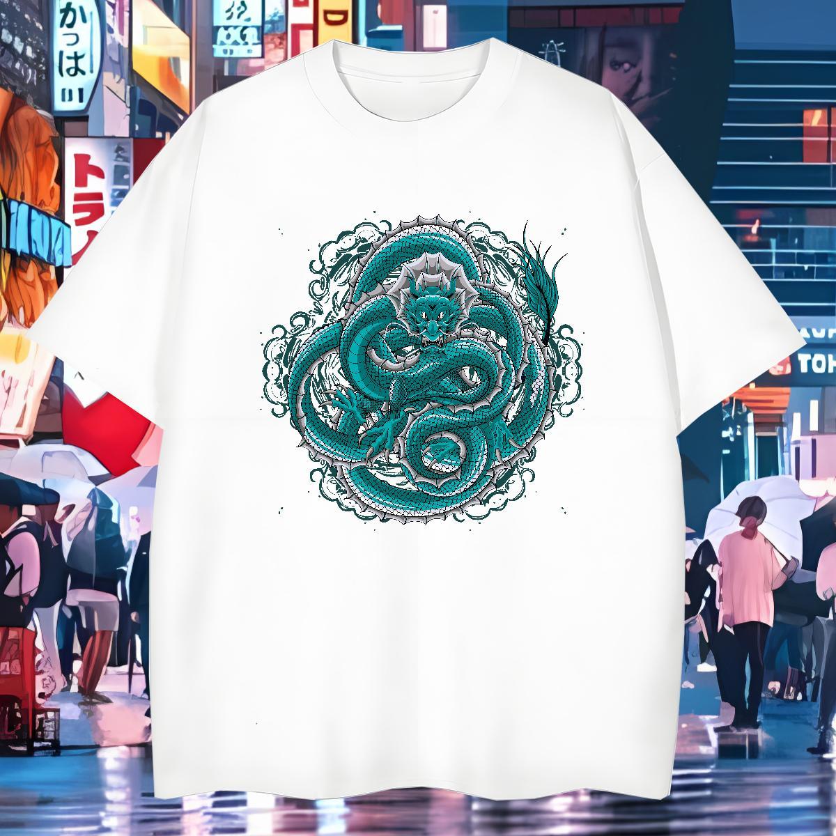 T Shirts Men 230g Cotton dragon Home Outdoor Breathable Custom Big Size Men Tshirts Customized Loose Fit Wear