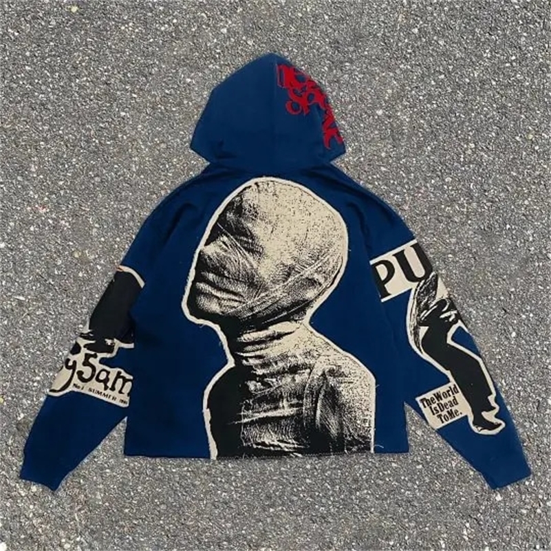 Y2K Hoodie Trend Punk Mummy Print Oversized Hoodie Men and Women Fashion Loose Harajuku Hip Hop Streetwear Gothic Sweatshirt 240819