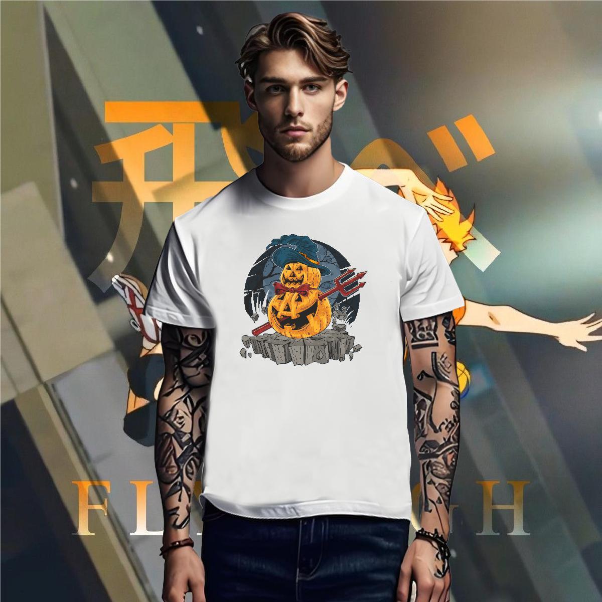 Man T Shirts 230g 100% Cotton pumpkin Street Casual Breathable Soft Custom Printed Men Clothes T-Shirt New Comfortable Tshirts