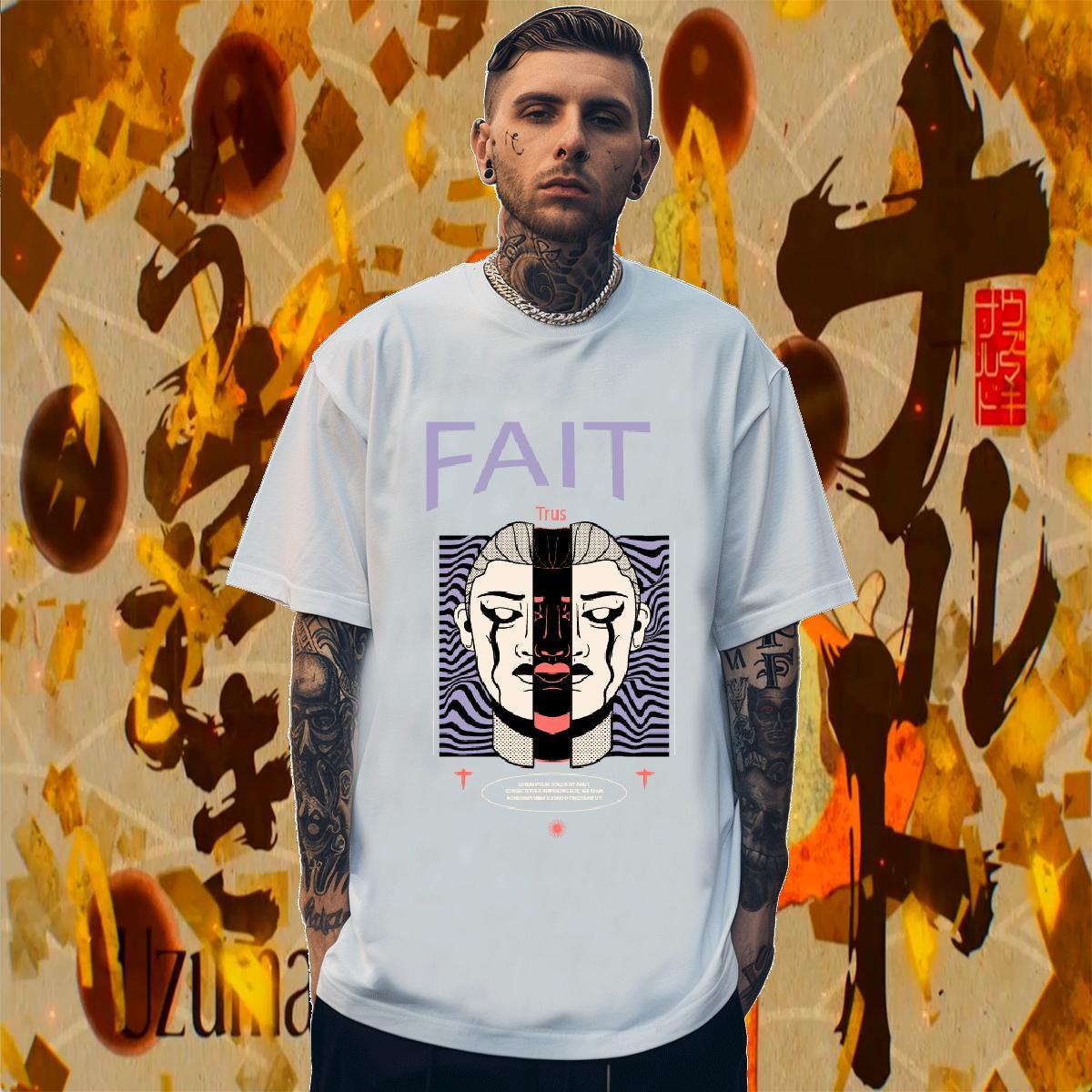 Cool Men Tshirts High Street Hip Hop 230g Pure Cotton Customized Print Crew Neck man Men T Shirts 2024 Wear