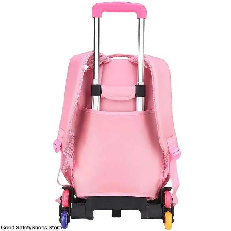 Girls Pink School Backpack With Wheels Children School Bag for Girls Primary School Student Rolling Backpack Kids Trolley bags Y240820