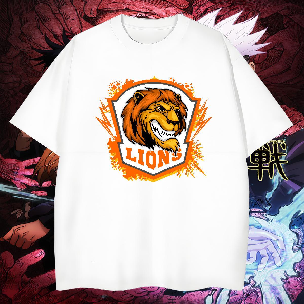 Free Shipping T Shirt For Man lion Short Sleeve O-Neck Casual Daily Wear Cartoon Print 230g 100% Cotton Men Clothes T-Shirt Casual New Tee Shirt
