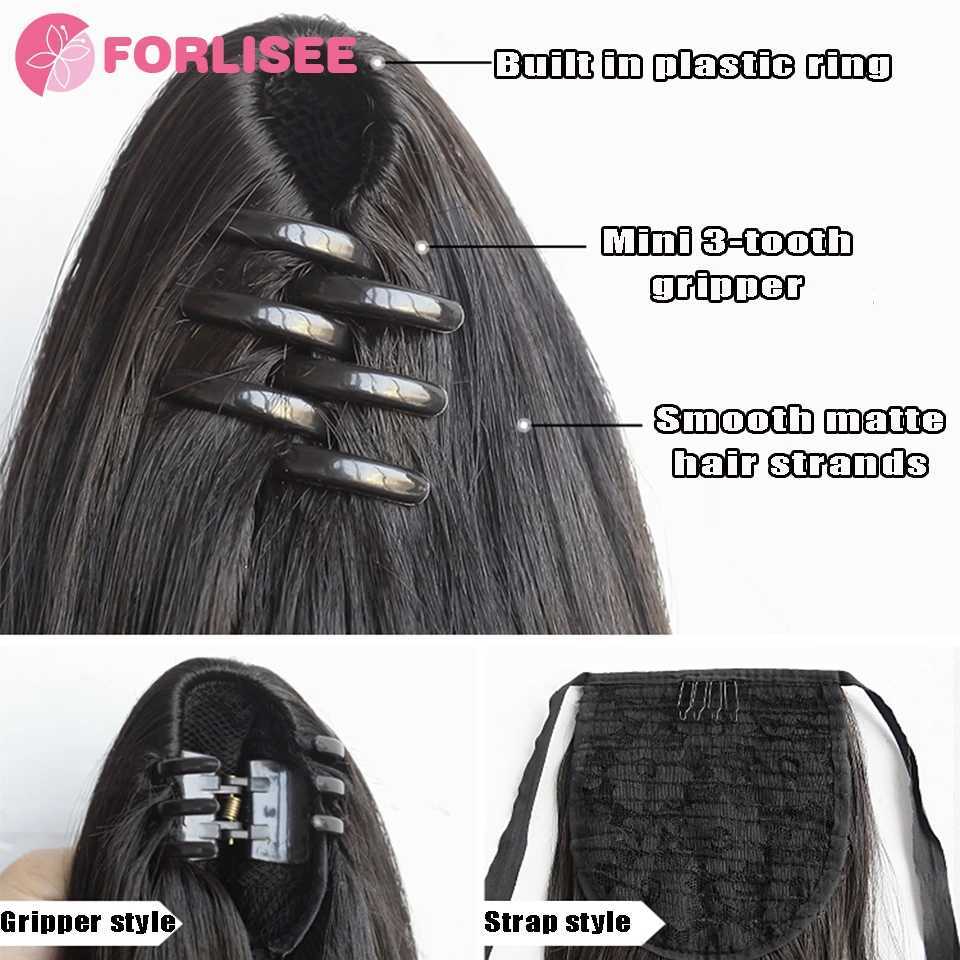 Forlisee synthetic wig ponytail womens grab clip high ponytail natural slight curl long curly hair shoulder strap ponytail wig W240817