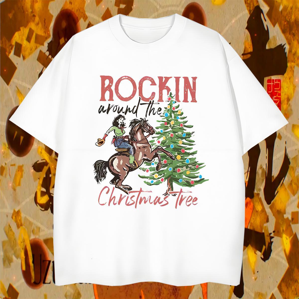Loose T shirt horseback riding O Neck Short Sleeves Daily Wear Custom Cartoon 230g 100% Cotton Tshirts Wholesale Tees