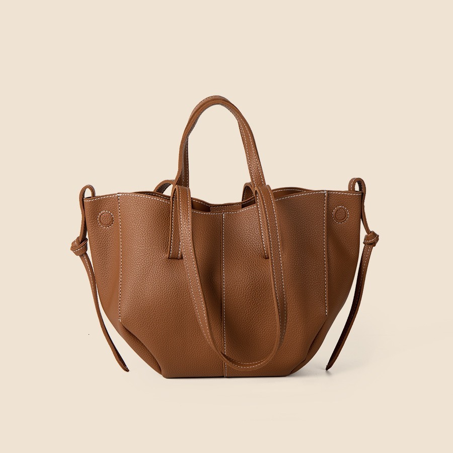 2024 New PU Soft Leather Pleated Large Capacity Commuter Tote Versatile Handbag Women's Luxury Single Shoulder Bag