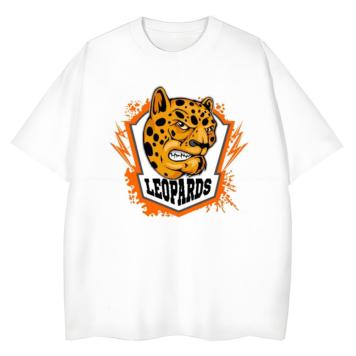 Factory Direct Mens Tshirts leopard Street Casual 100% Cotton 230g Tops Shirt Short Sleeve Soft Loose T shirt DIY Printed