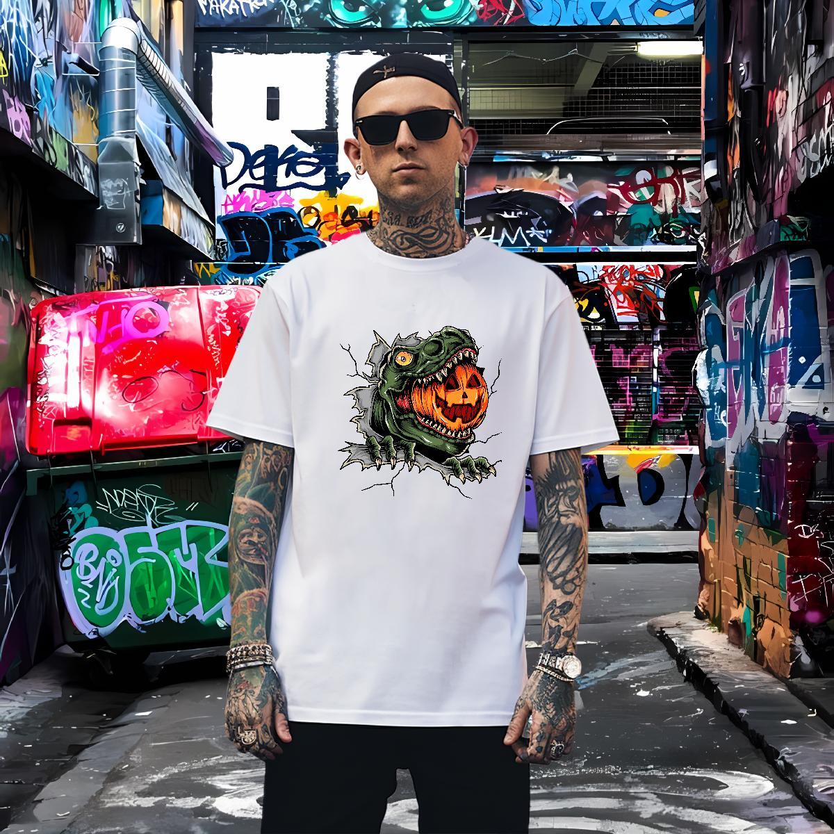 Classic T Shirts Men pumpkin Short Sleeve Soft Casual Daily Wear DIY Logo Oversized 230g Pure Cotton Tshirts Wholesale Tee Shirt