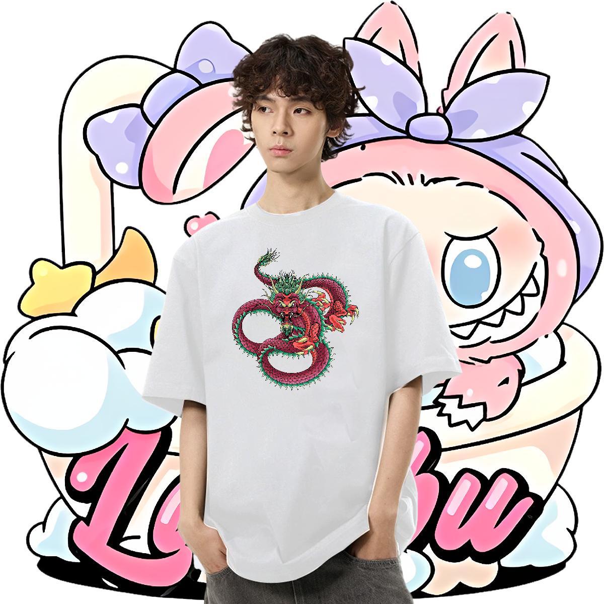 Brand Men Clothes T-Shirt Outdoor 100% Cotton 230g Anime Print O-Neck Short Sleeve ferocity T Shirts Men 2024 DIY Clothings