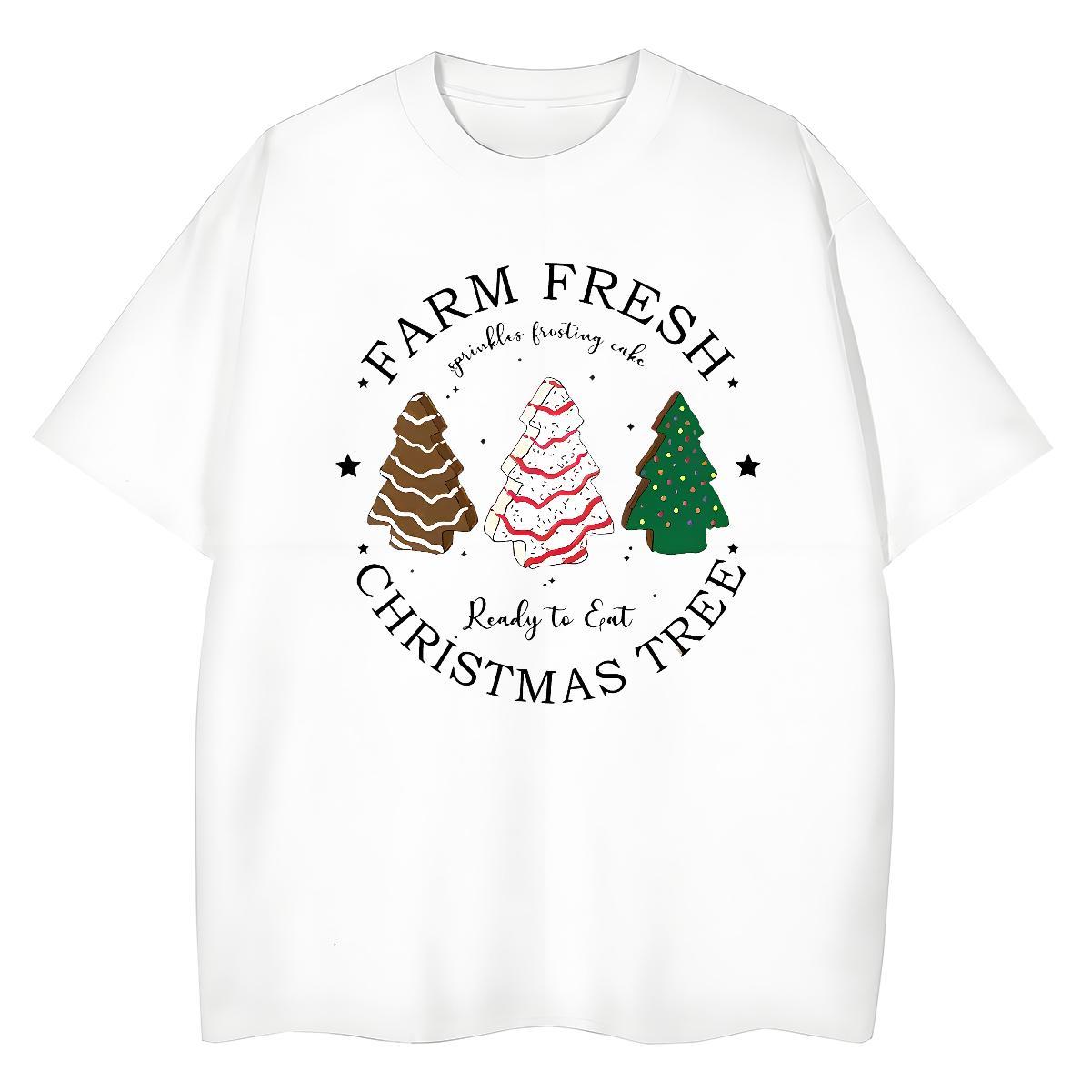 Classic T Shirt For Man christmas trees Breathable Soft Street Casual Custom Cartoon 230g Pure Cotton Men Tops Tees Designer Clothings