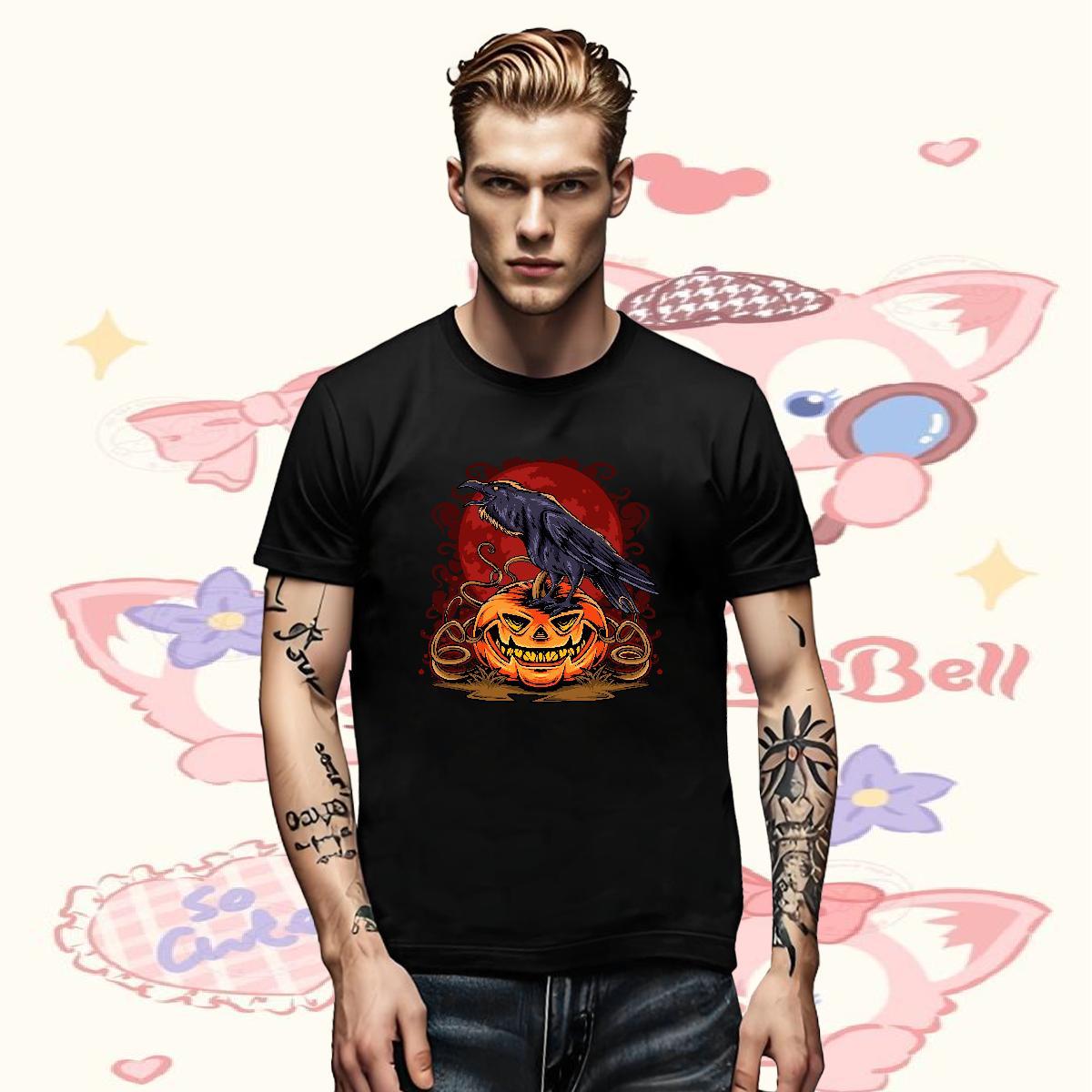 Fashion Casual Men Clothes T-Shirt pumpkin Hip Hop Street 230g Pure Cotton Tee Shirt O Neck Short Sleeves High Quality T-Shirts for Men White Plus Siz
