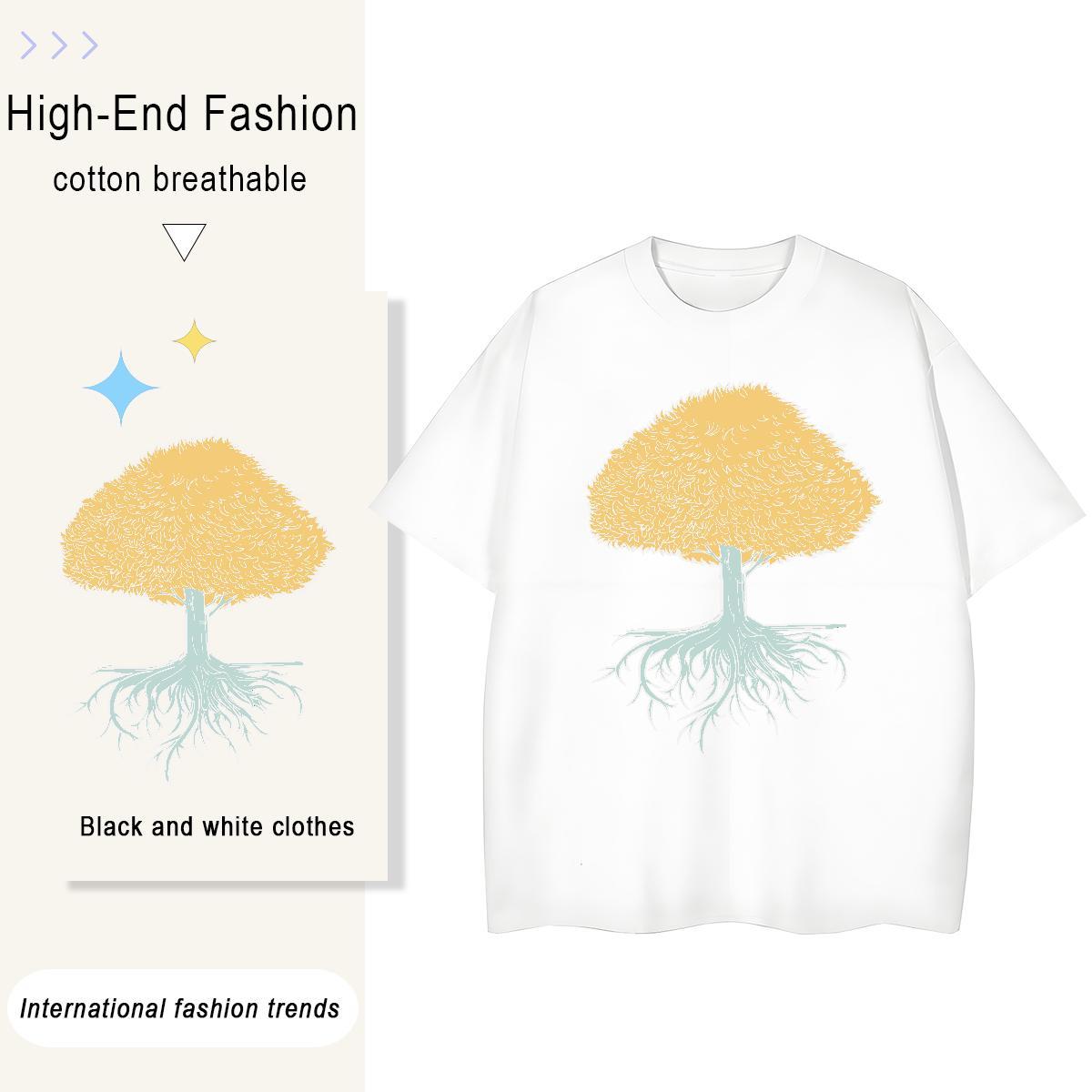 Fashion Casual Men Tops Tees tree Hip Hop 230g Cotton Wear Short Sleeve O-Neck Brand T-Shirts Custom Printed