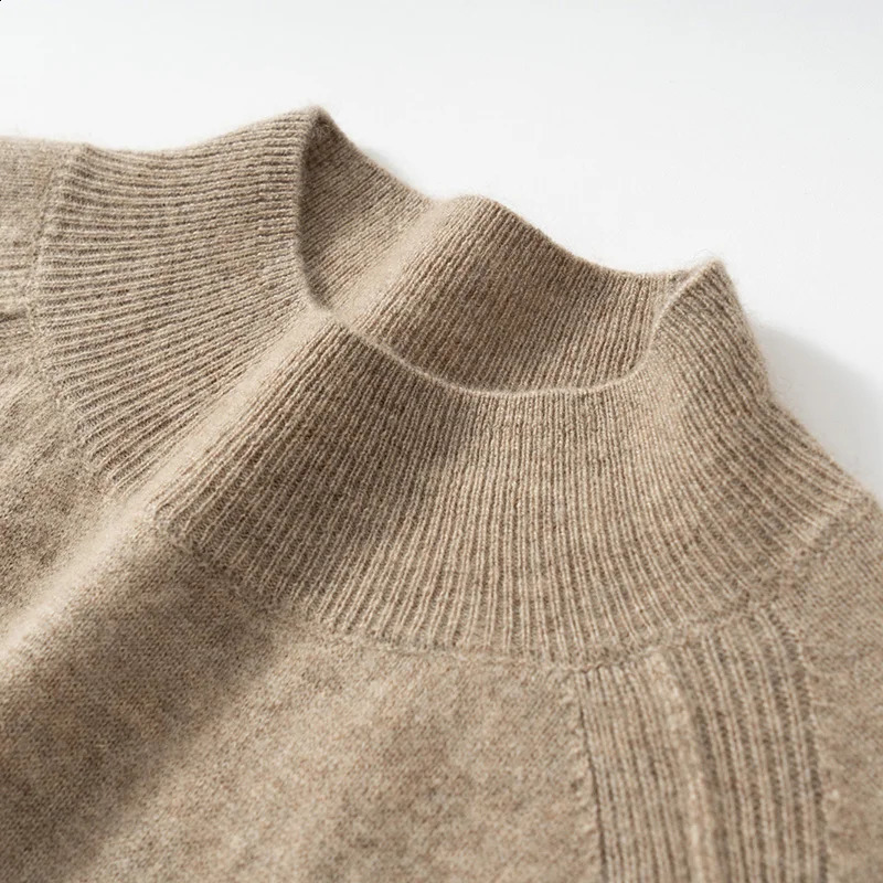 MVLYFLRT AutumnWinter Mens Half High Collar Sweater 100% Cashmere Knitted Pulled Solid Color MV2407 240819
