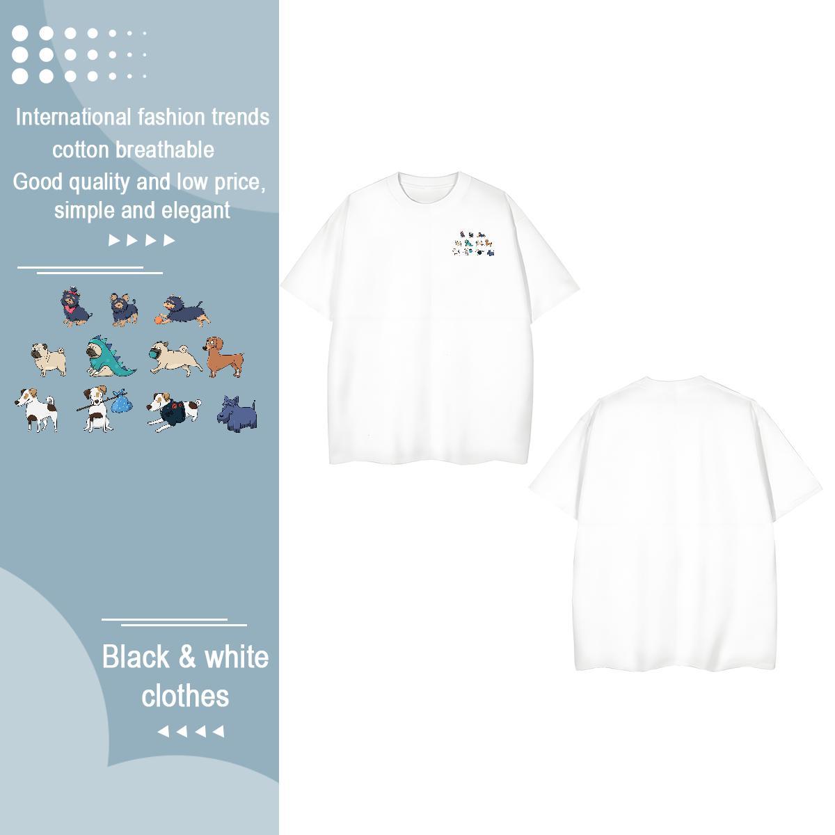 2024 Men Tshirts dogs Home Outdoor 230g 100% Cotton Tops Shirt Breathable Crew Neck Wholesale Man T Shirts Custom Cartoon