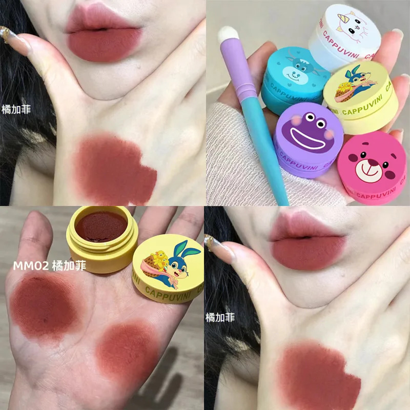 Canned Lip Mud Cute Animal Velvet Matte Mousse Solid Lip Gloss Tint Lasting Makeup Korean Cosmetics 240819