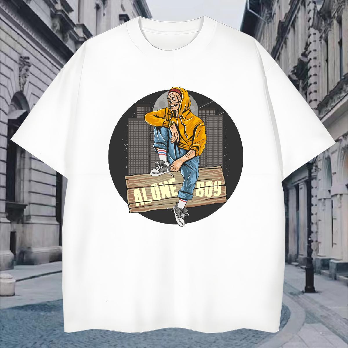 Classic T Shirts Men halloween Breathable Soft Casual Cartoon Print 230g Pure Cotton Men Tees New Designer Tee Shirt