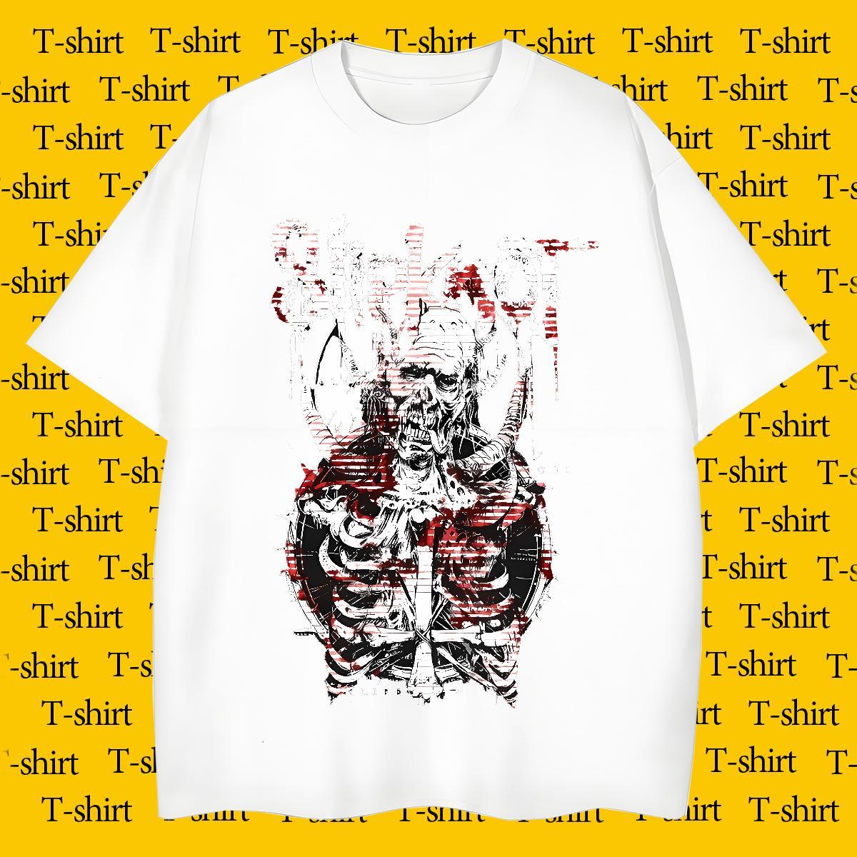 T-Shirts 230g 100% Cotton scary Home Outdoor Pure Cotton Anime Print Men Tshirts Designer Fashion Cool Design Tees