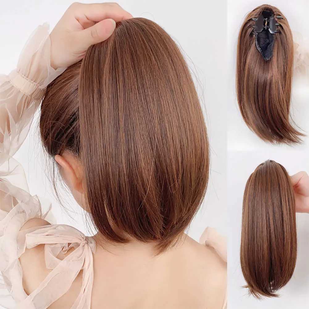 Womens mini curly short hair clip with ponytail simulated headband high ponytail wig W240817