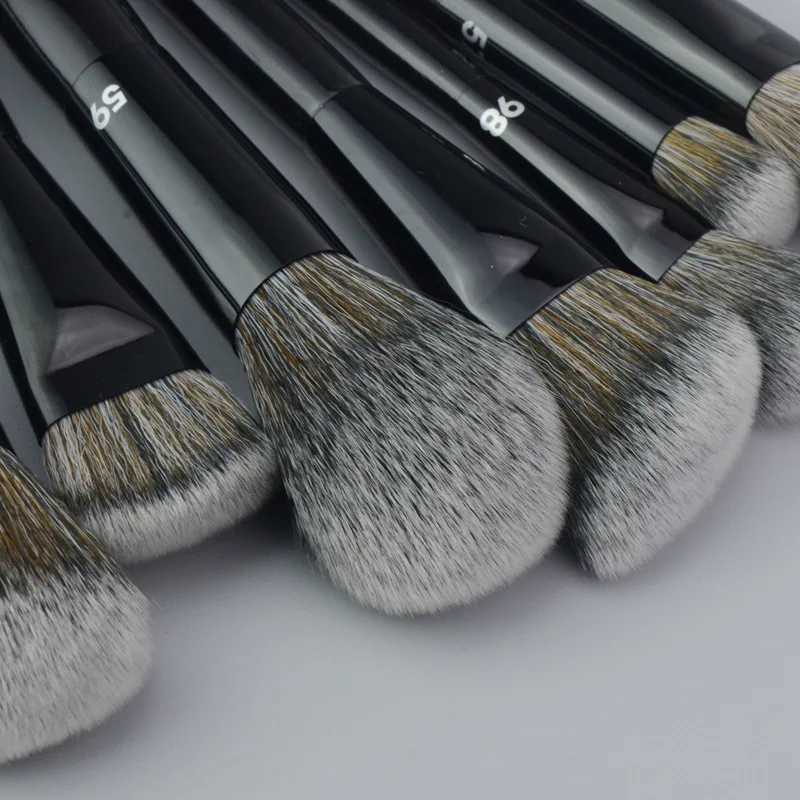 16pcs/set Makeup brush-Black cosmetic brushes series-high quality fiber beauty Angled Foundation Eyeshadow Powder Make Up Brush M240820